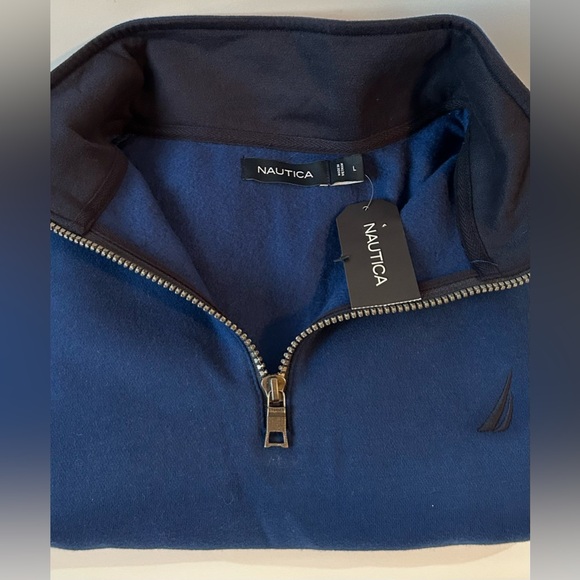 NWT Nautica Navy Pullover Sweatshirt With Zipper Men’s Large - Picture 5 of 12
